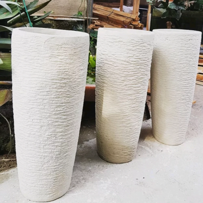 Pot Terrazzo Tipe Vas Finishing Pahat Kasar Tinggi 70cm